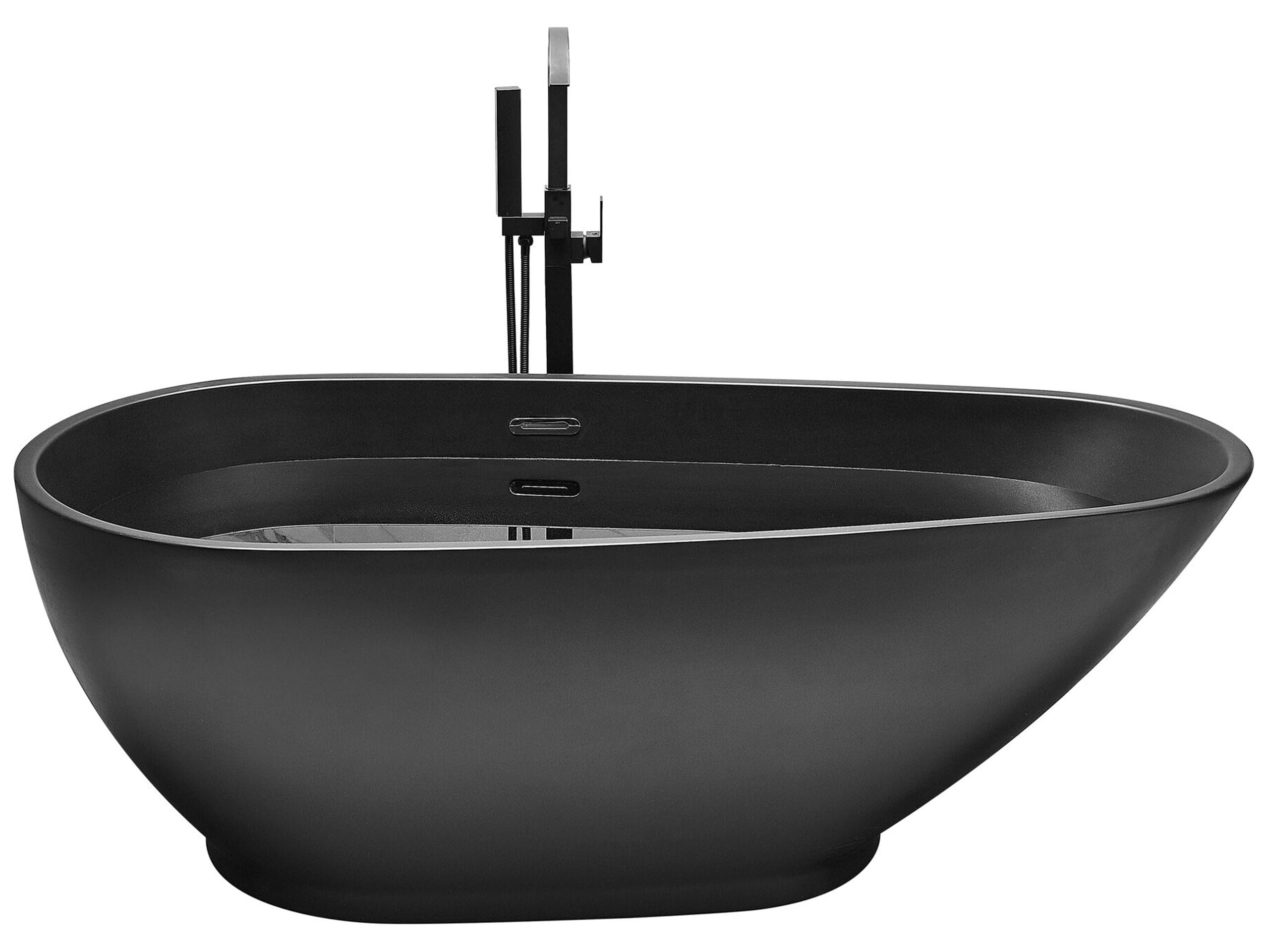 Bañera independiente de acrílico sanitario negro brillante individual 173 x 82 cm diseño moderno ovalado Guiana