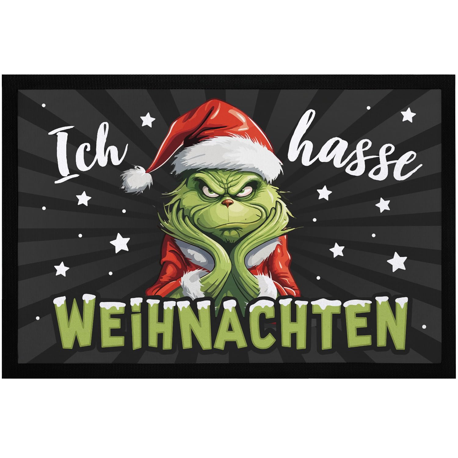 Tapis de sol Grinch cadeau Noël original paillasson ironique noir 60x40cm