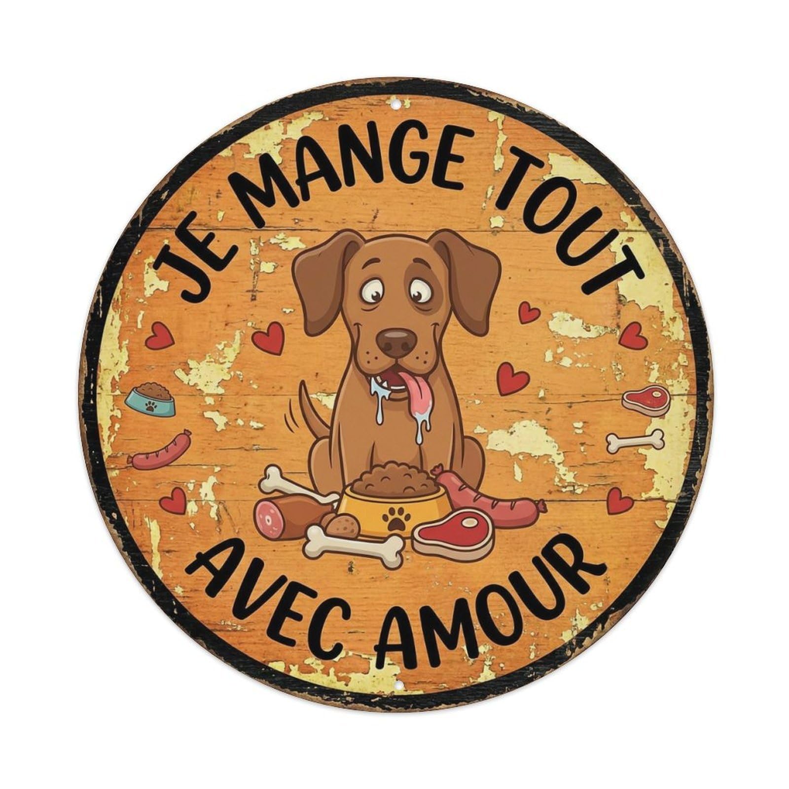 Dog Foodie Round Wall Hanging Metal Tin Sign