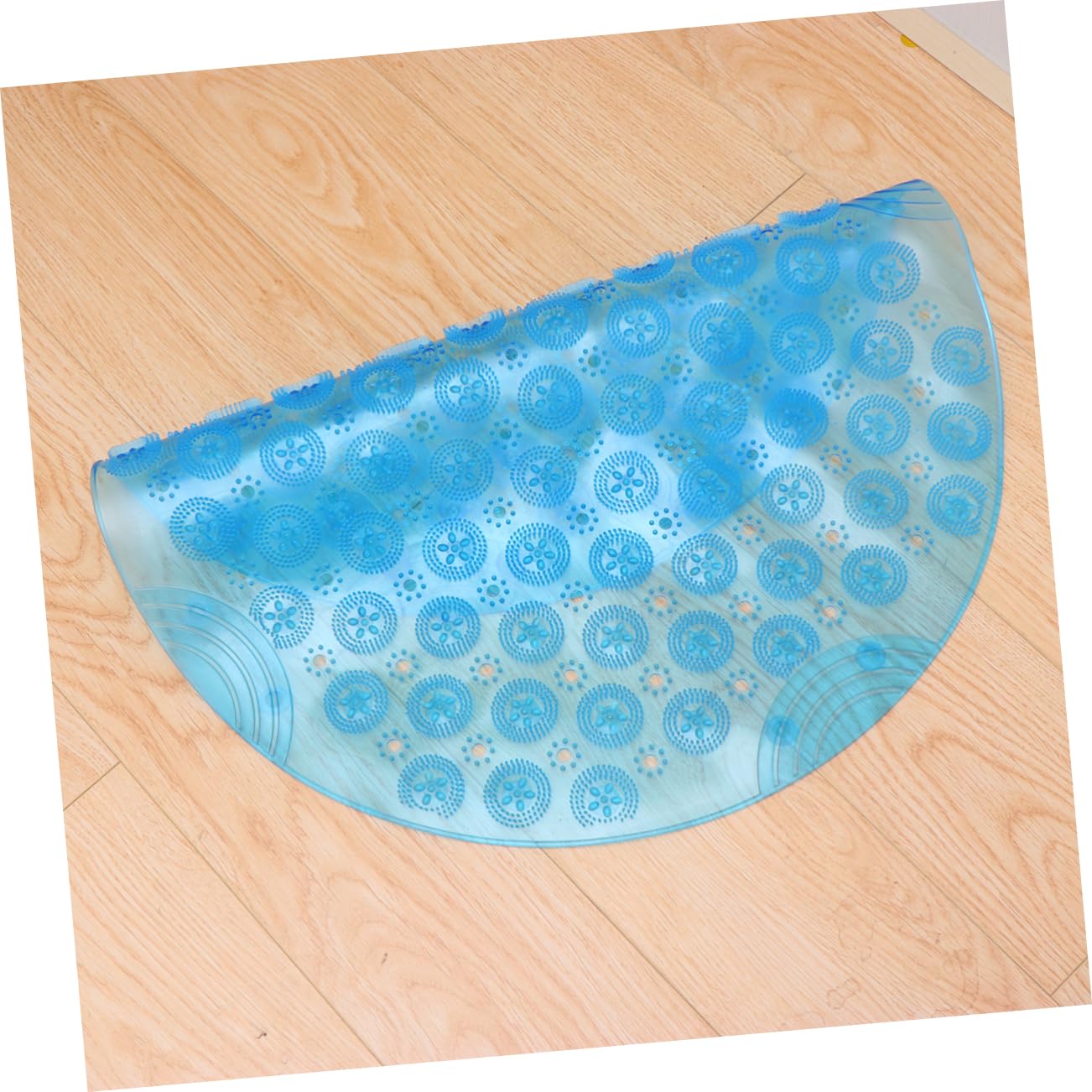 WOONEKY Blau Bodenmatte aus PVC Runde, rutschfeste für Badezimmer und Flur