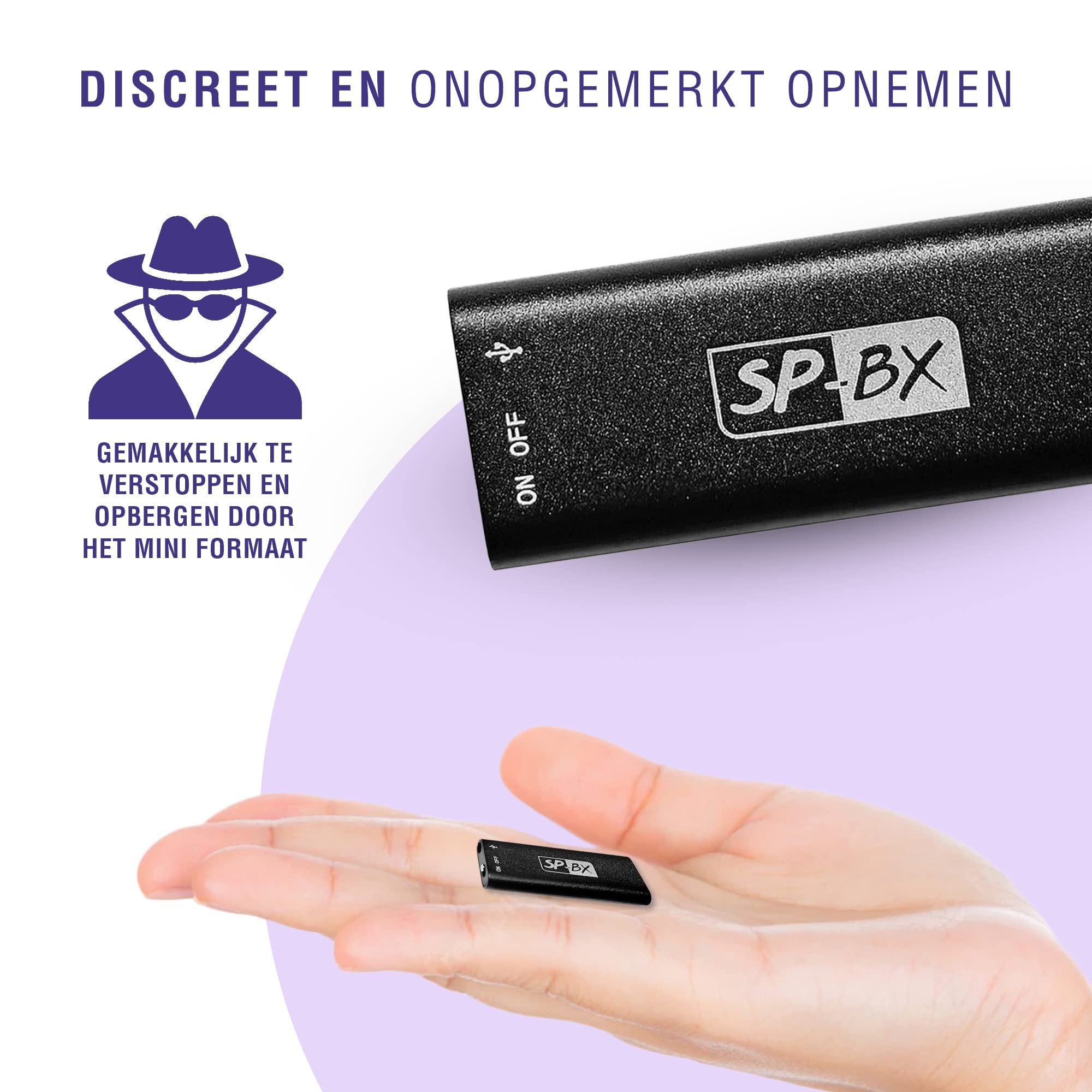 Dicteerapparaat, 3072 Kbps, opnameapparaat, voice recorder, afluisterapparaat met spraakgeactiveerde en ruisonderdrukking, capaciteit 4800 uur, USB-oplaadbaar, 64 GB opnameapparaat, dicteerapparaat