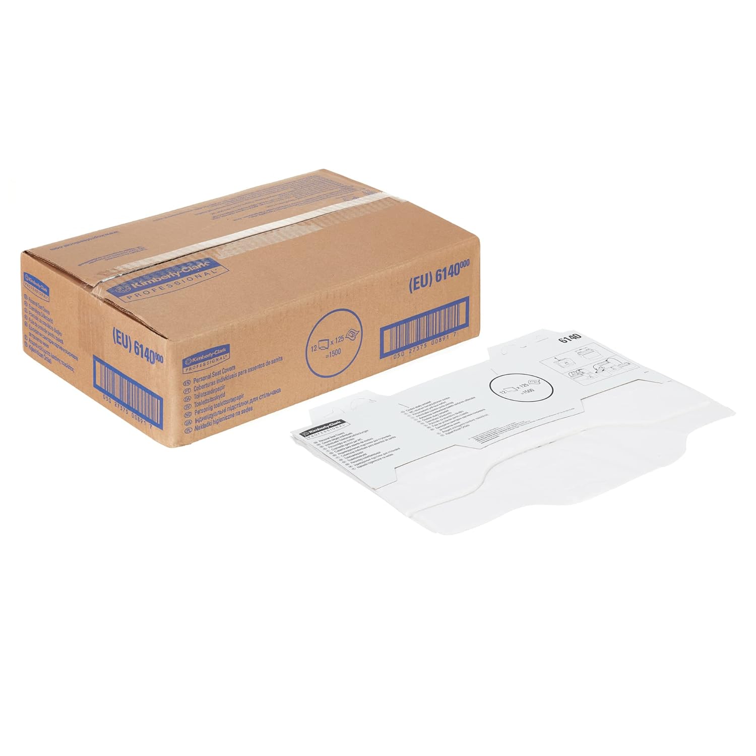 6140 Kimberly Clark Disposable Toilet Seat Covers, White, 12 Bags x 125
