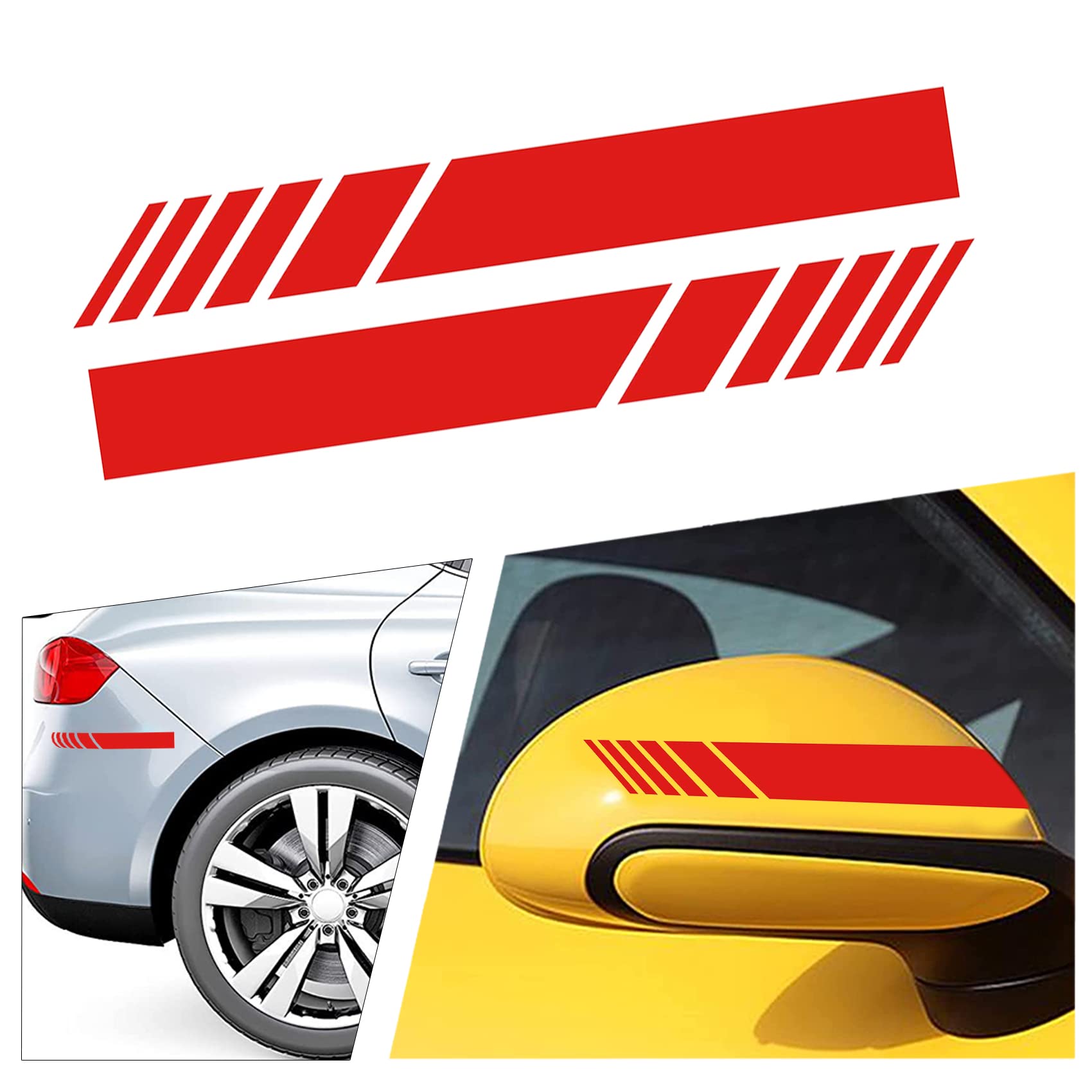 2PCS Car Rear View Mirror Stickers, Waterproof Auto Side Rearview Mirrors Decal Stripes, Universal Car Exterior Accessories Car Body Sticker Vinyl for Most Vehicle (Red)