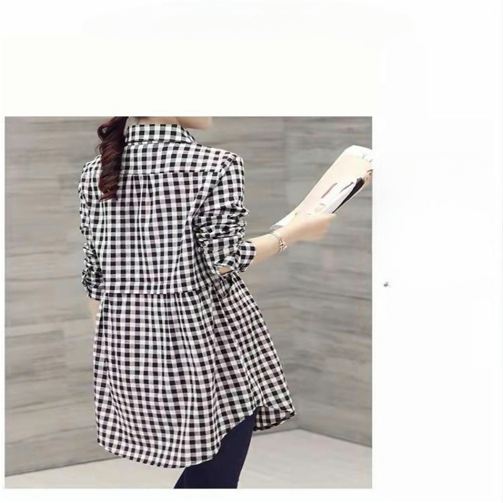 Koszule damskie All-Match Buttonmidiblouse dla kobiet koszula luźna koszula polo z długim rękawem