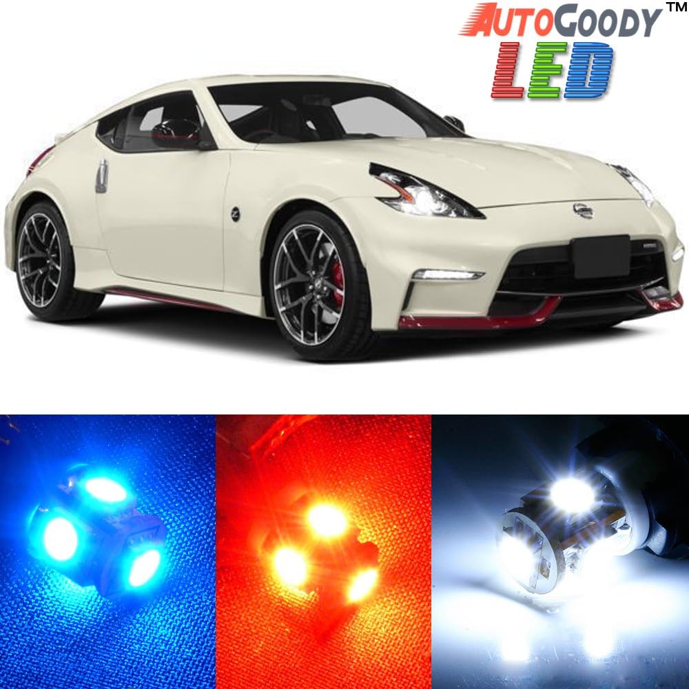 AutoGoody Premium Interior Brilliant Red LED Lights Package Upgrade for Nissan 370Z (2009-2017) + Install Tool Kit