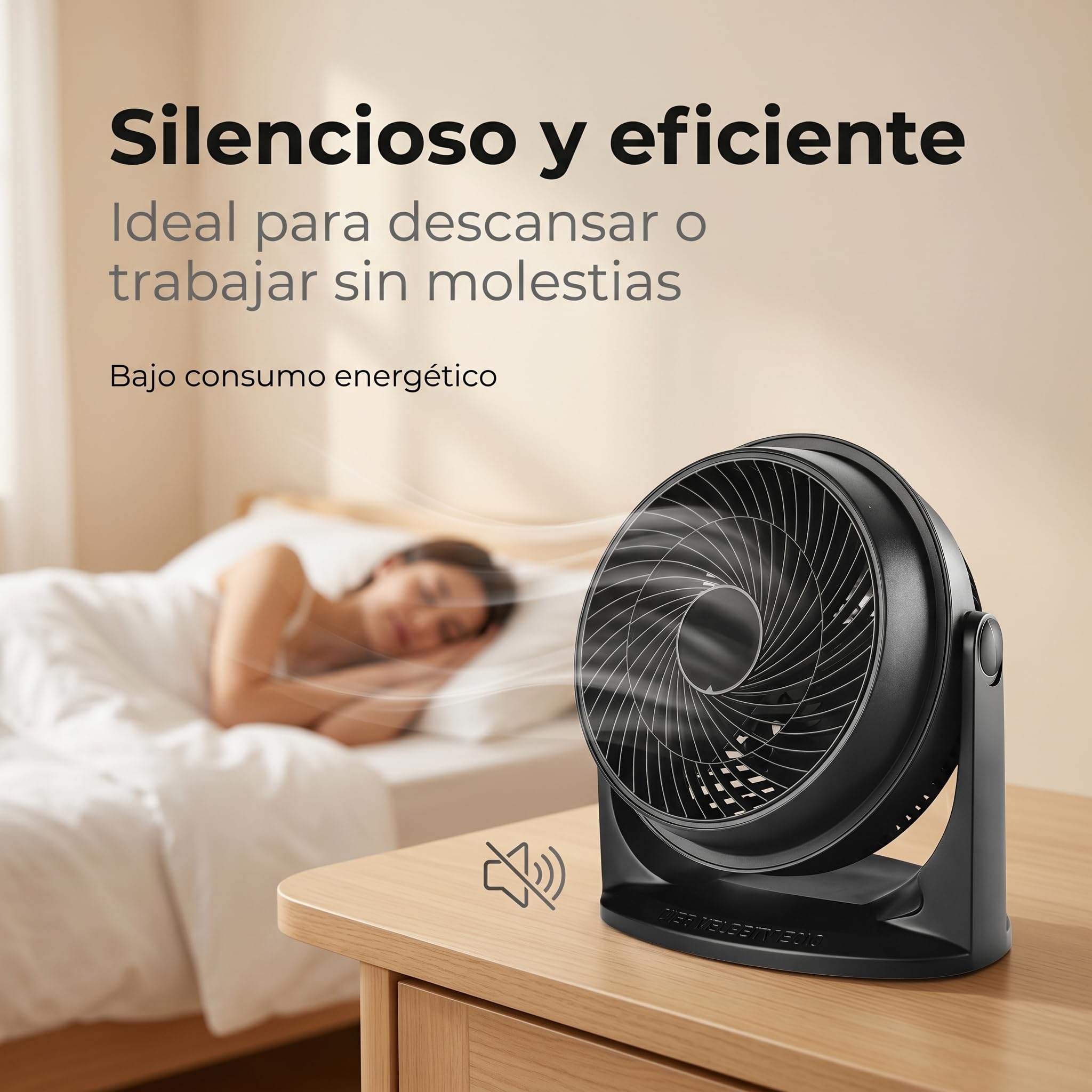Ventilador de Sobremesa Silencioso 45W, 3 Velocidades Ajustables, 8” (20 cm), Inclinación Vertical Regulable, Bajo Consumo, Ventilador Compacto para Escritorio, Oficina y Dormitorio. (8)