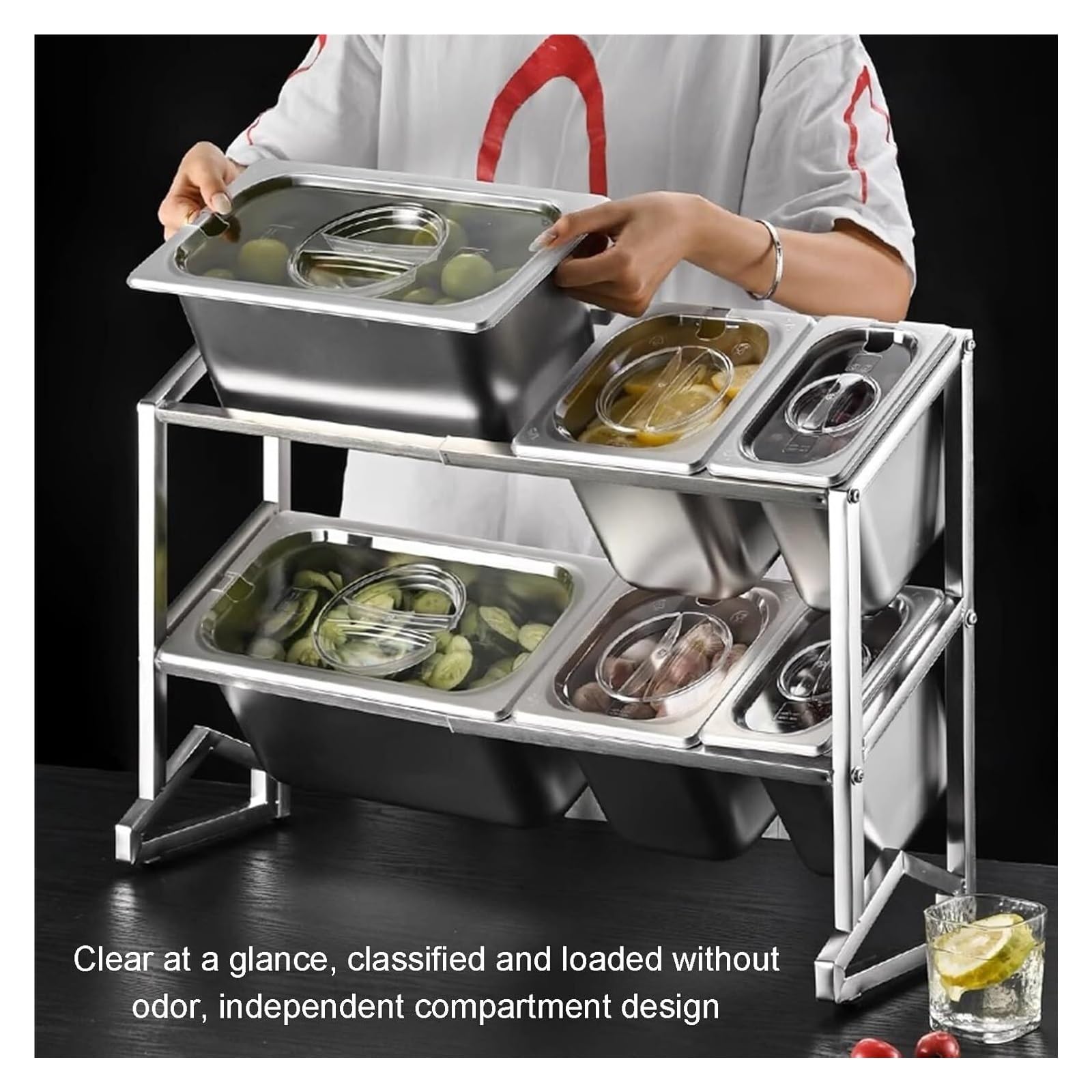 Étagère à épices en acier inoxydable, distributeur de condiments commercial pour cuisine et buffet, support de comptoir pour assaisonnement et sauces