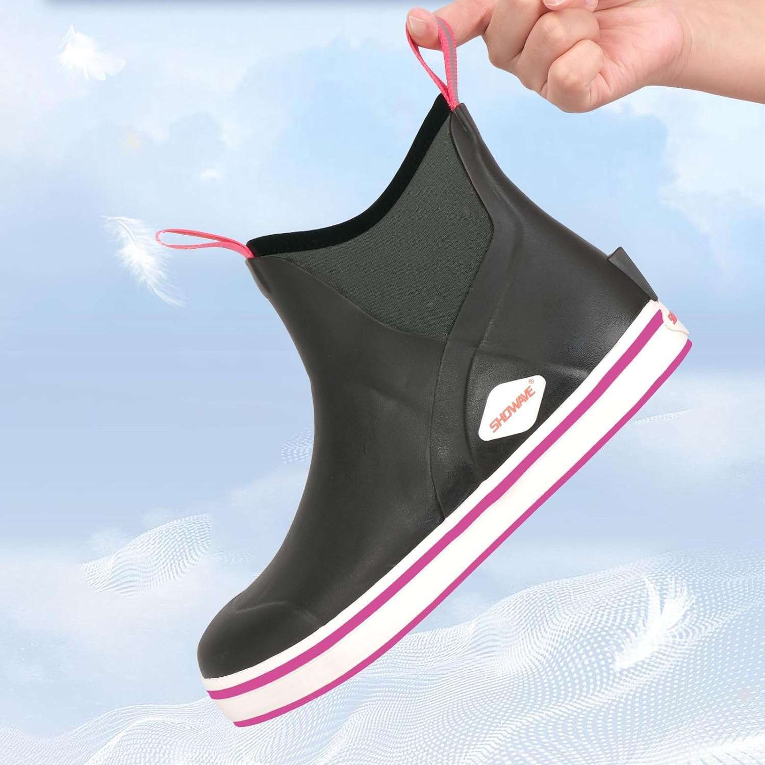 Showave Women's Deck Boots Waterproof Ankle Rain Footwear Non-Slip Rubber Boots for Boating Fishing Gardening Farming - Image 2