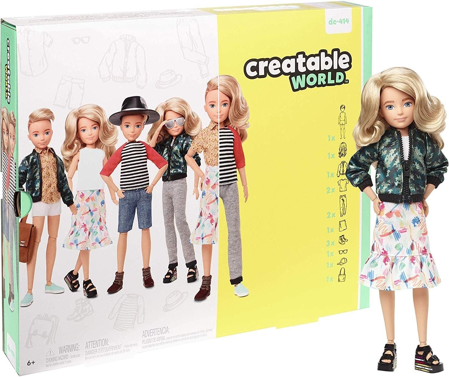 Mattel CREATABLE WORLD GGT67 Deluxe Character Kit Customisable Doll, Creative Play for All Kids 6 Years Old and Up, Blonde Wavy Hair