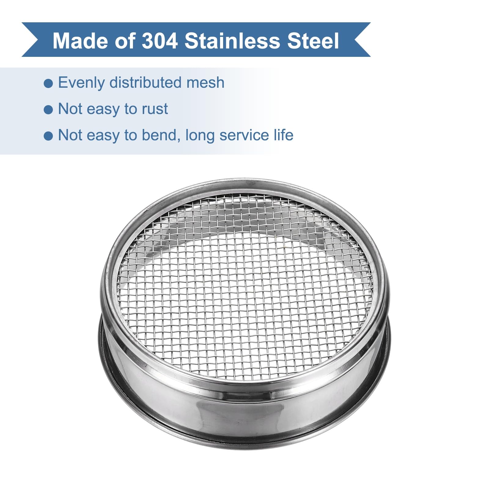 PATIKIL 6 Mailles (3.2mm) Tamis De Laboratoire Tamis À Mailles Fines | 304 Tissu Métallique En Acier Inoxydable, 5.9"(15cm) Diamètre, Écran De Tamisage
