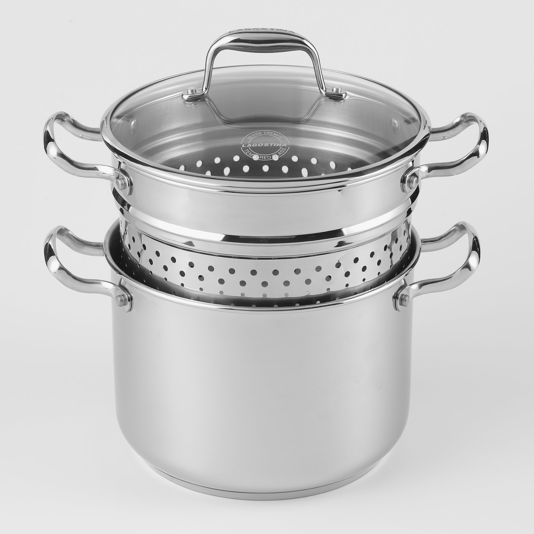 Lagostina 3PC Pasta Cooker 7.5L and Stainless Steel/Copper Cleaner