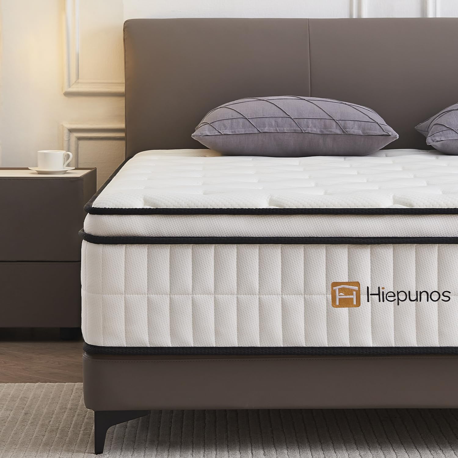 Hiepunos 4FT6 Double Mattress, 12 INCH Double Bed Mattress, 9-Zone Pocket Sprung Medium Firm, Comfortable Sleep for Back Pain Relief and Heavy Sleeper(135x190x30cm)