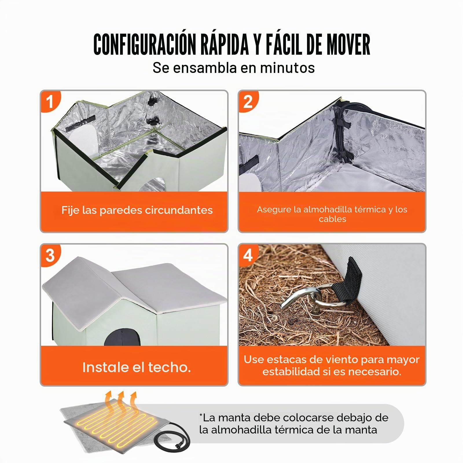 VEVOR Casa para Gatos con Calefacción de 67 x 56 x 41 cm, Refugio para Gatos Plegable Al Aire Libre de Tela Oxford 600D con Almohadilla Térmica, Temperatura Ajustable y Temporizador, Verde (Grande)