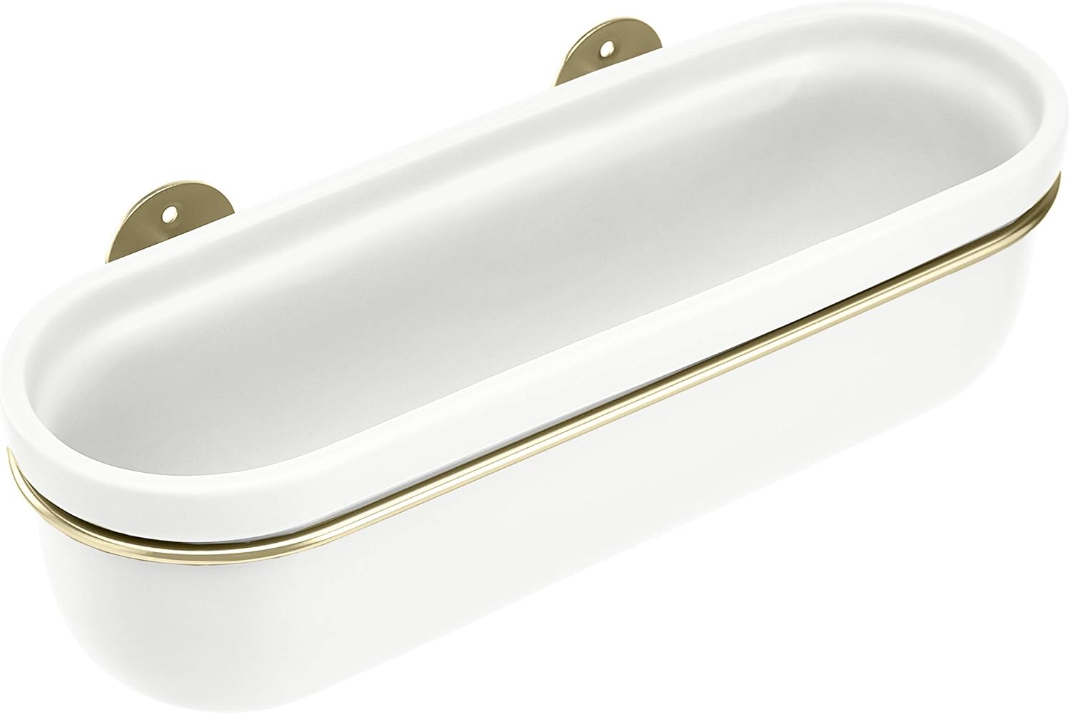 Amazon Basics Wall Planter, Oval - White/Brass