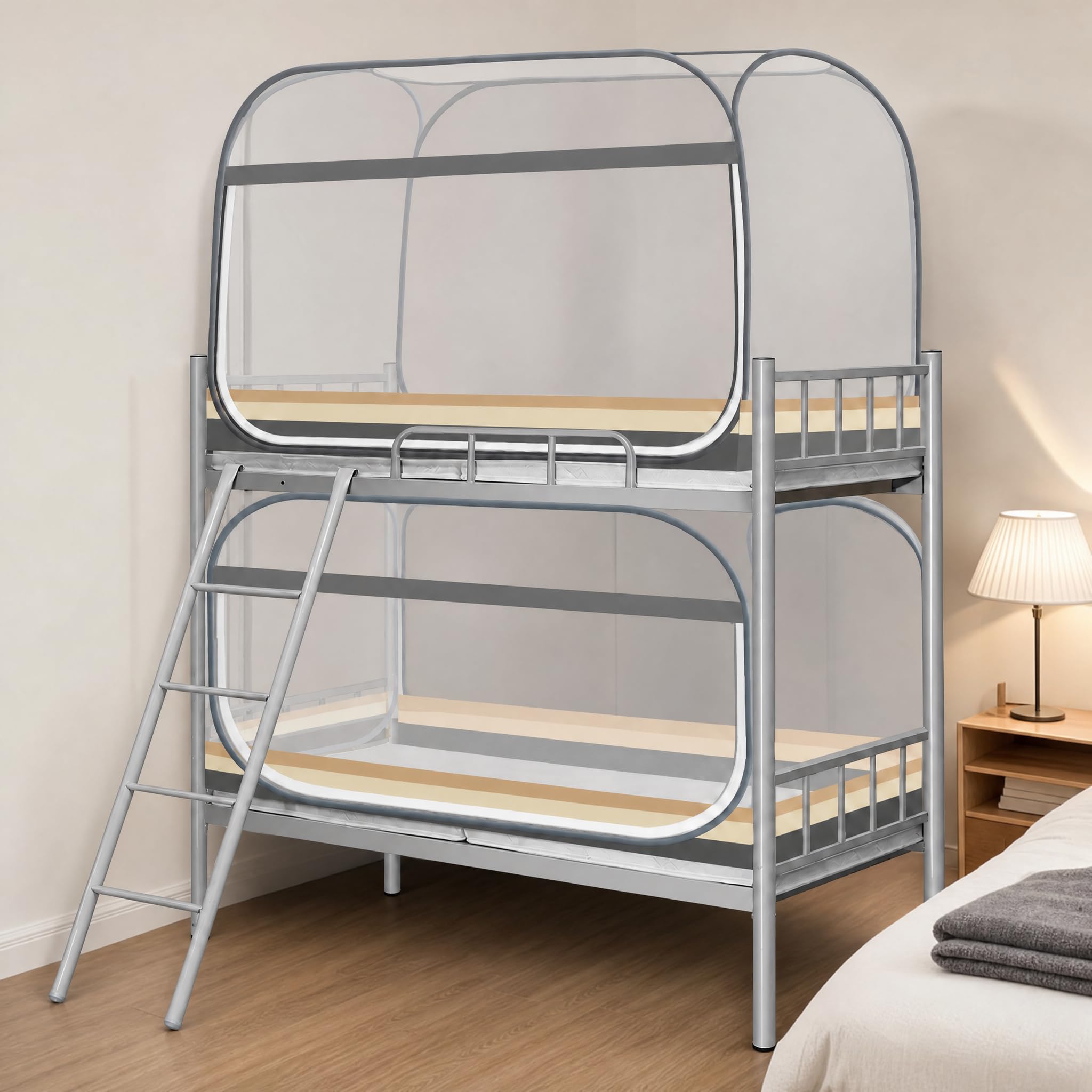 Mosquitera para Cama Plegable Tela, Trasera, a Rayas, 120cm Ancho