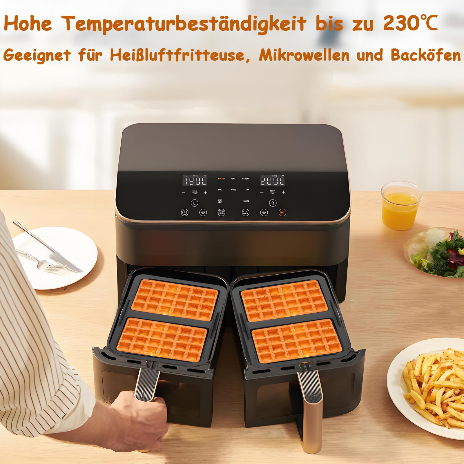 Lot De 2 Moules Silicone Gaufres Pour Friteuse Air Fryer Ninja - Accessoires Compatibles AF500EU, AF400EU, AF451EU