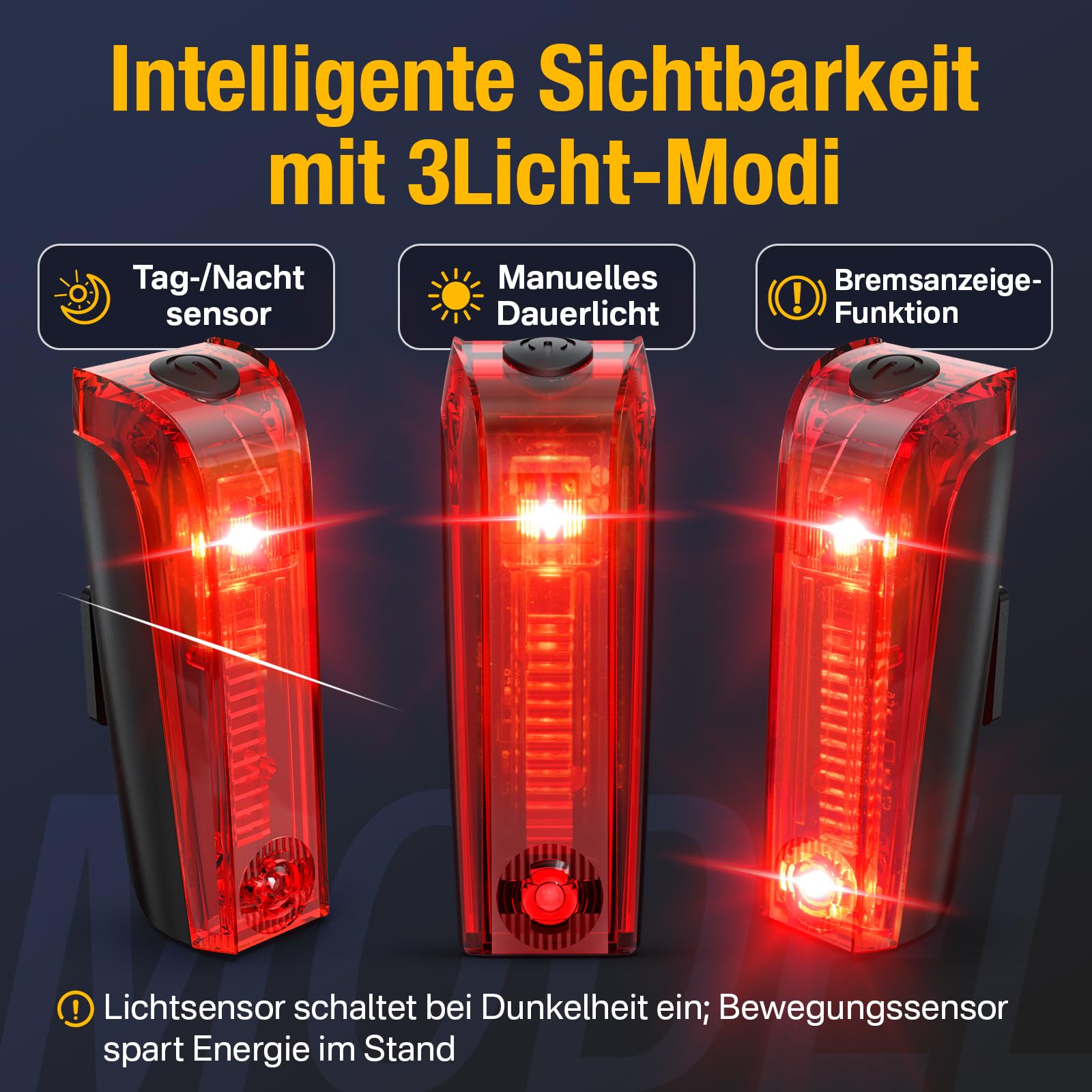 Fahrradlicht Set lichtsensor,Smart Rücklicht mit Bremslicht,Sensor Fahrradlicht StVZO Zugelassen,Integrierte Helligkeitssensor,Fahrrad Frontlicht & Rücklicht für Rennrad,MTB,E-Bike