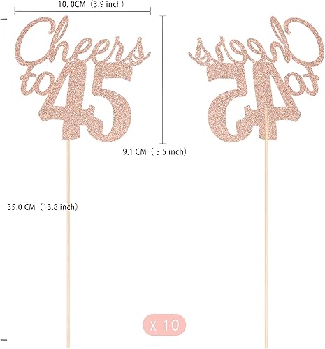 Miniatura 19 de Gexolenu Cheers to 40, paquete de 10 centros de mesa de cumpleaños de 40 cumpleaños con purpurina de color oro rosa de doble cara para mesas