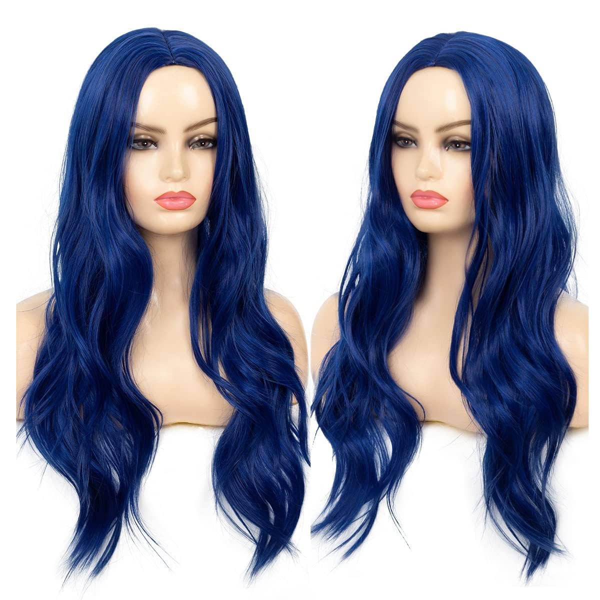 New Cosplay Blue Long Curly Wigs Amazon.com: BERON Blue Wig Long Wavy Wig Women Charming Full  main image 3