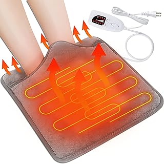 Electric Heated Foot Warmer, Electric Heating Pad Feet Warmers for Men and Women，6 Heat Levels 4 Timers with Countdown Fast Heat Use for Feet/Hands/Back, Washable Home Office Use
