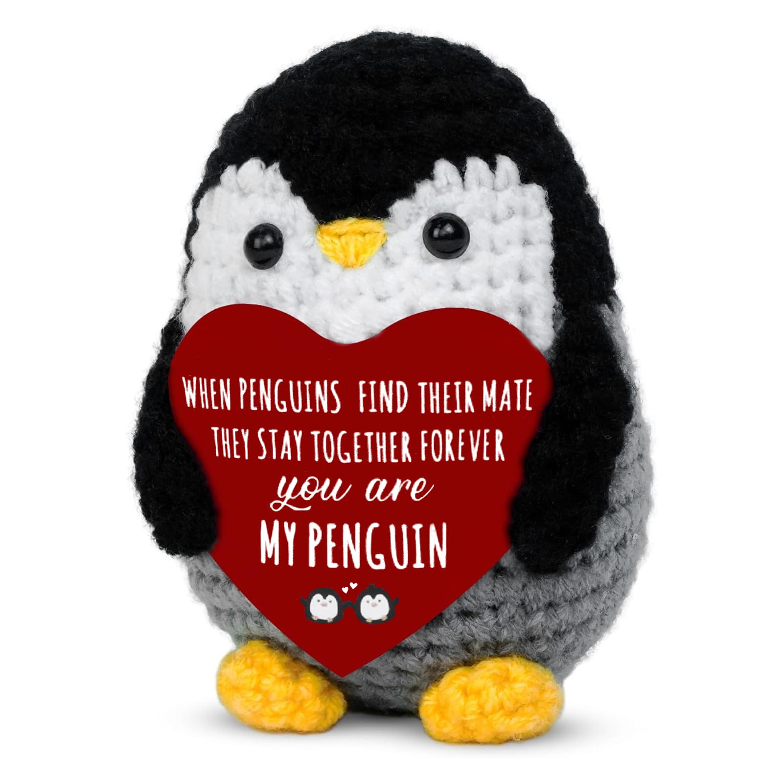 wompolle Anniversary Valentines Day Gifts for Him Her Couple Boyfriend Girlfriend Husband Wife Christmas Birthday Stocking Stuffers Gifts for Women Men Handmade Positive Penguin Crochet
