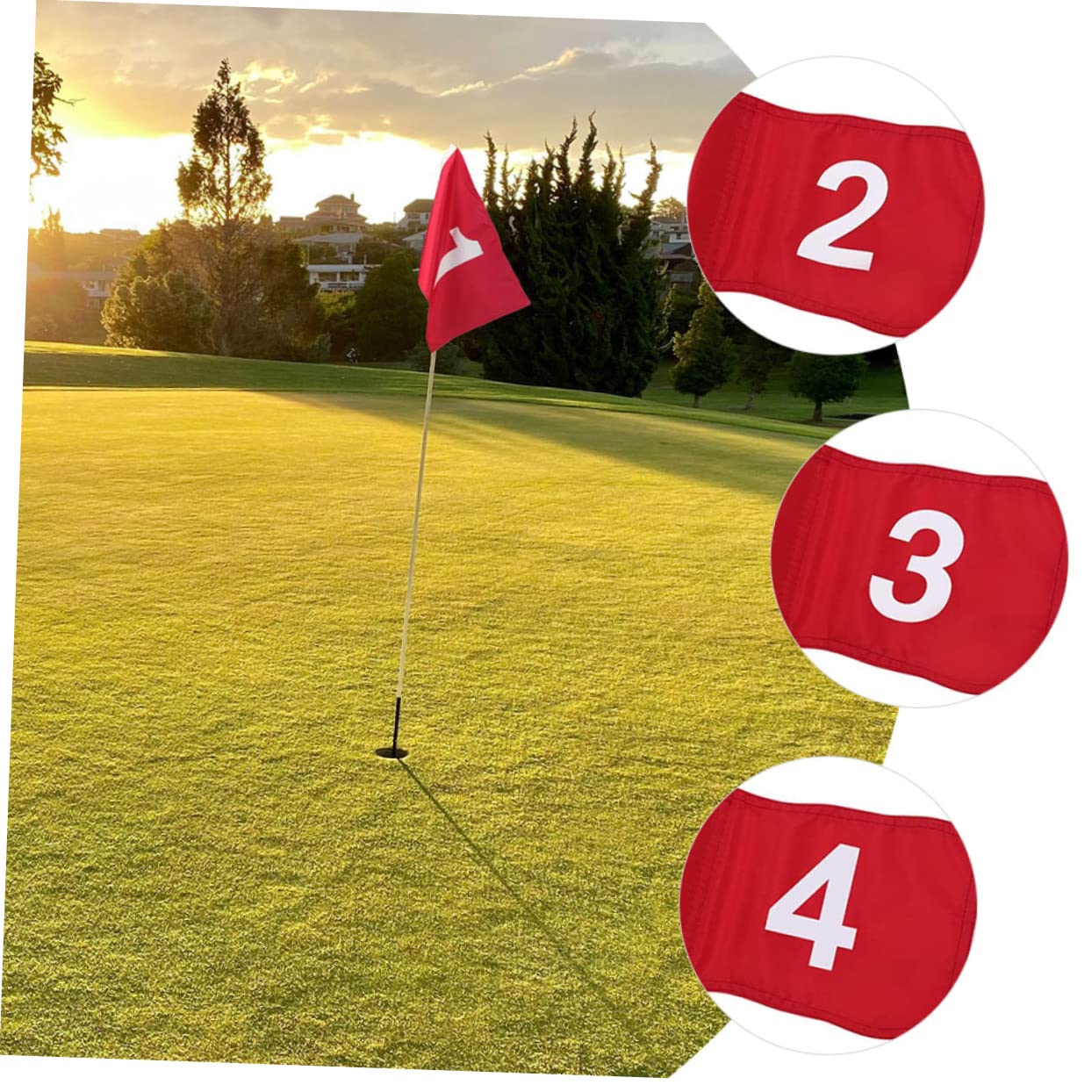 Garneck Verschleißfeste Golffahnen Trainingsgeräte Zubehör 4 Golf Flagge Fahrradzubehör Golfzubehör Golfflaggen Tragbarer Roter Nylonstift Innenausstattung Zielflagge Platzfahne Üben