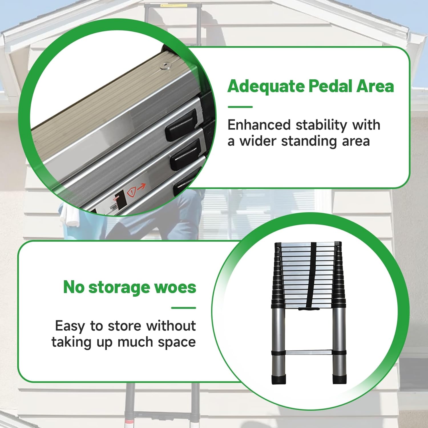 14.5 FT Telescoping Ladders Heavy Duty Aluminum Collapsible Ladder Load Bearing 330 LBS Extension Ladders Applicable to Household Use Outdoor Work