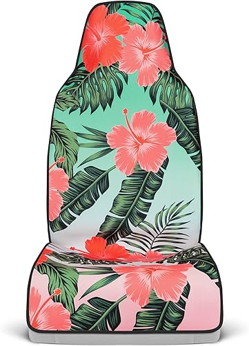 Miniatura 8 de Carbella Fundas de asiento de automóvil florales hawaianas coralinas, paquete de 2 fundas de asiento degradadas con estampado floral para autos,