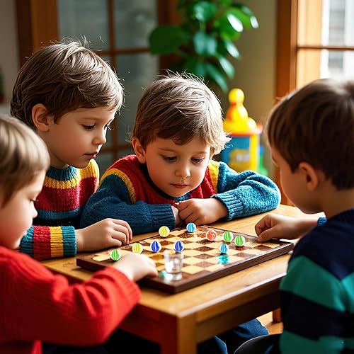 Vista 24 de Poplay - 50 hermosas canicas de jugador para juegos de canicas, varios colores (1 silbato gratis)