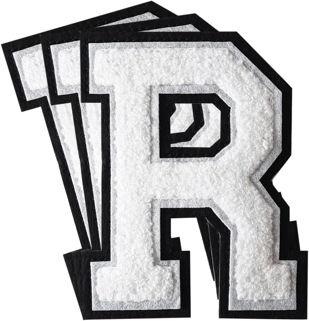 Amazon.com: 3Pcs Chenille Letter Patches Iron on Patches Varsity Letter ...