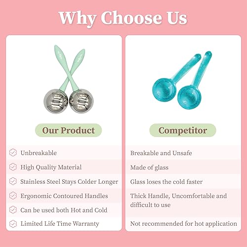 Miniatura 7 de Globos de hielo para tu rostro masajeador de globos faciales de acero inoxidable 360 para ojos hinchados y ojeras, estimula el colágeno para apretar