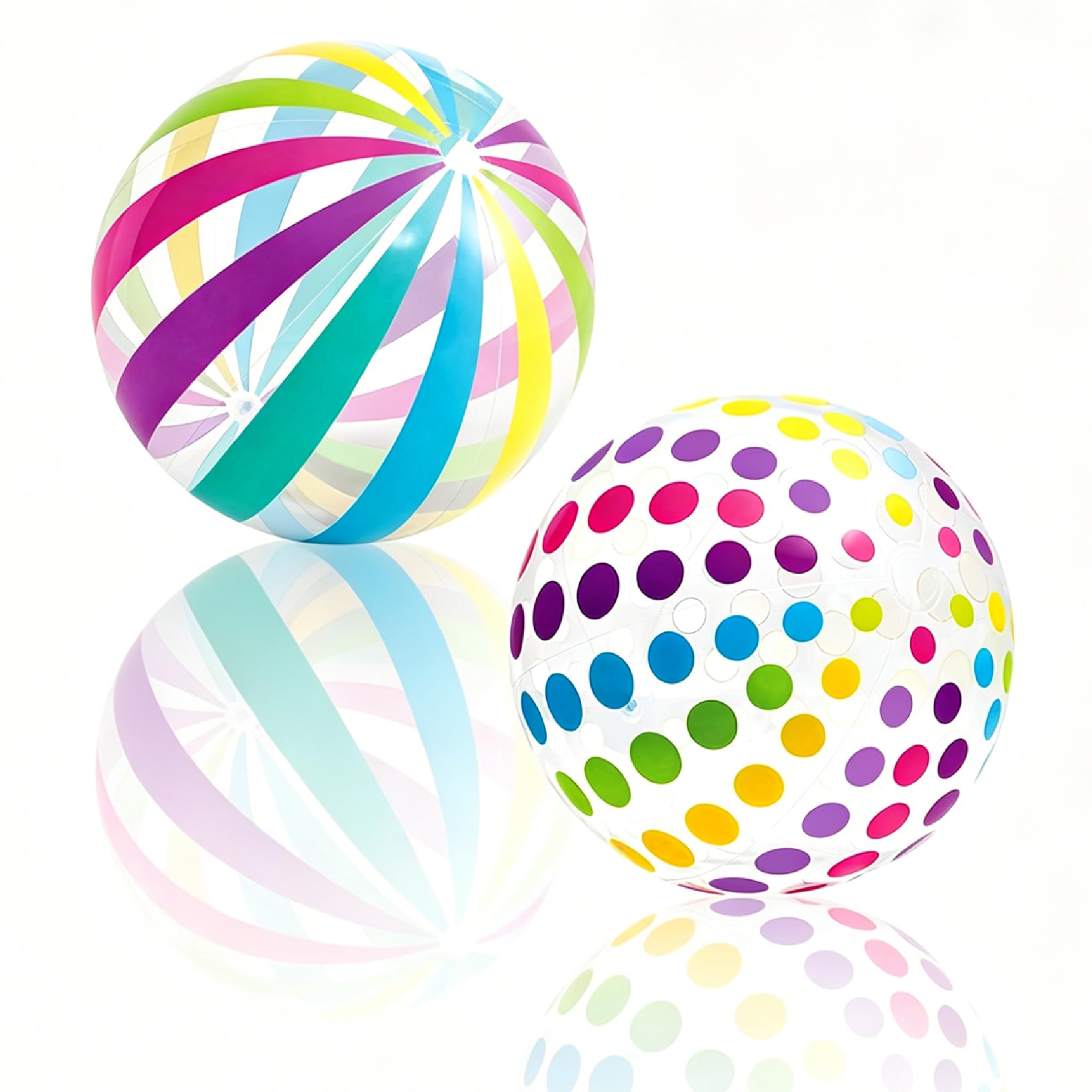 2 Pcs Beach Ball,Inflatable Ball with Colorful Polka Dots Rainbow Beach Balls,Big Transparent Inflatable Balls,Beachball,Suitable Fun for Summer Water Play,Outdoor Party Decoration,Beach Activities