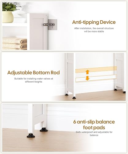 Miniatura 4 de Armario de almacenamiento sobre el inodoro con panel de puerta de acrílico y cajón de toallas de papel, estante de bambú para ahorrar espacio,