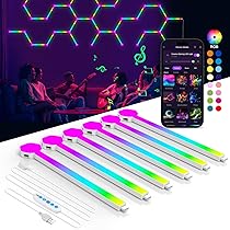 Kangtaixin Lampada da Parete LED RGB – Set di 6 Luci Smart con 16 Milioni di Colori, Controllo Tramite App, Sincronizzazione Musicale, Lampada Decorativa per Gaming, Camera e Ufficio