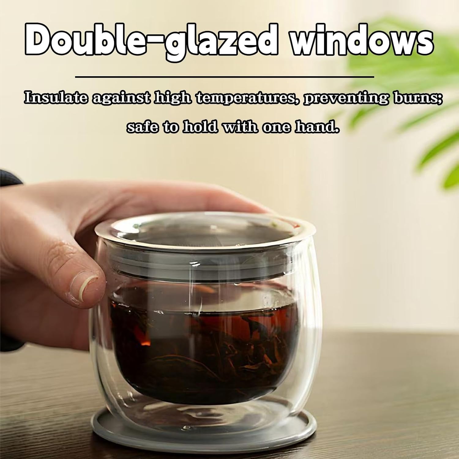 Tea Infuser Cup,Glass Tea CupsFor Great Loose Leaf Brewing System, Equipped with Stainless Steel Filter