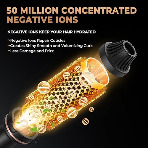 Miniatura 5 de Cepillo térmico, cepillo de rizador de 1.5 pulgadas, cepillo voluminizador, cepillo redondo calentado, turmalina de cerámica, peine iónico, rizador