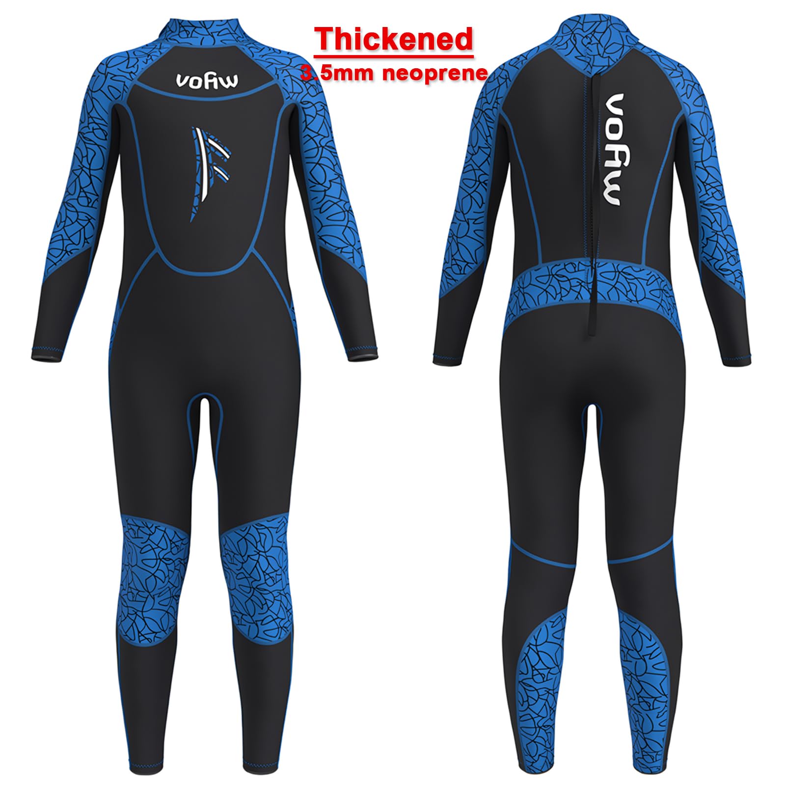 Combinaison de Plongée pour Enfants 3.5mm Garçon Fille Combinaison en Néoprène Une Pièce Manches Longues Maillot de Bain Unisexe Wetsuit pour Surf