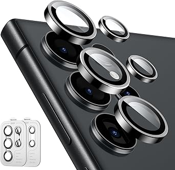 ESR for Samsung Galaxy S24 Ultra Camera Lens Protector, Individual Lens Protectors, Ultra-Thin Tempered Glass with Aluminum Edging, Case Friendly, 1 Set, Black