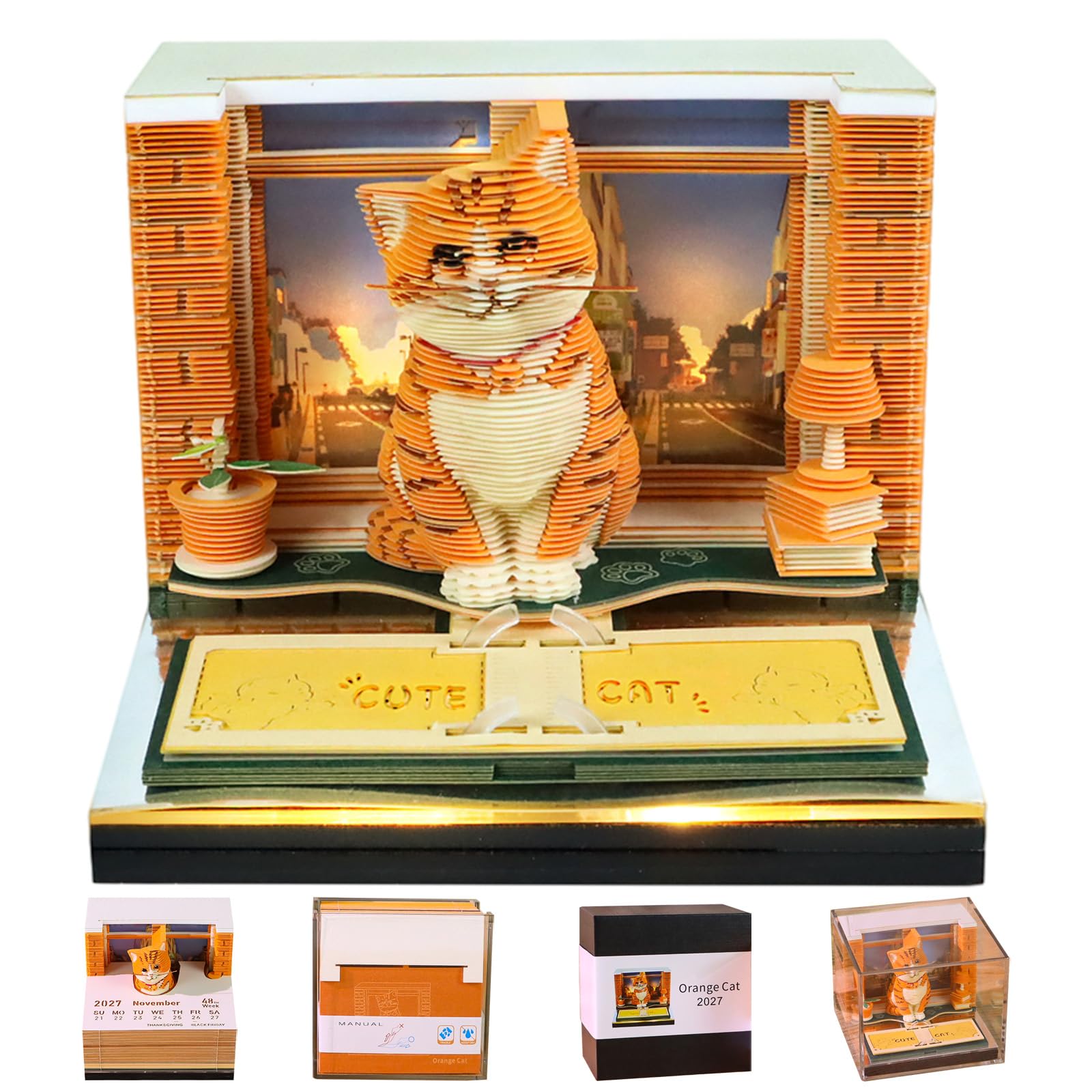 3D Calendar 2027 (Orange Cat)