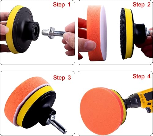 Miniatura 6 de SIQUK 16 almohadillas de pulido de 5 pulgadas, kit de almohadillas de pulido de espuma, almohadillas pulidoras para capó, almohadillas de cera,