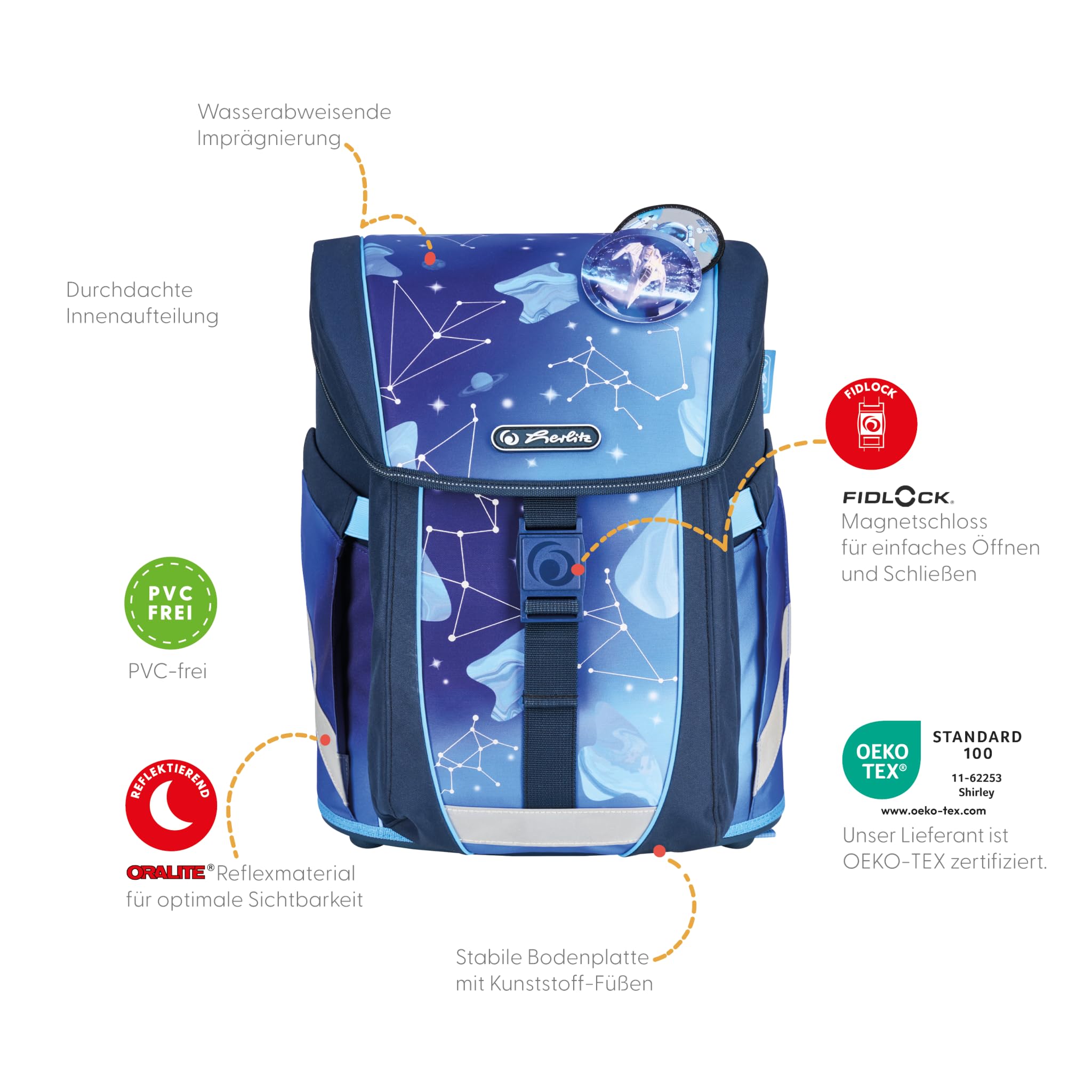 Herlitz FiloActive XL tornister szkolny dla dzieci, uniseks, niebieski, niebieski, 32 x 39 x 28 cm, 21l
