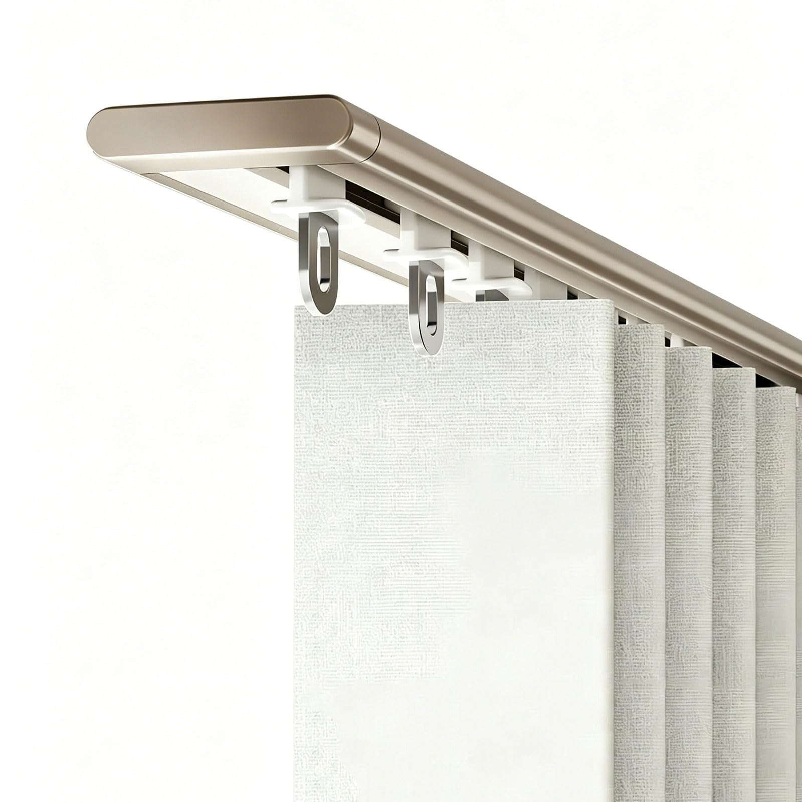 Silent Curtain Track Ceiling Mount, Ultra-thin Curtain Track System, Aluminum Ceiling Mounted Rail Easy Install for Living Room Bedroom Shower(Brass,1.6m/5.3ft)