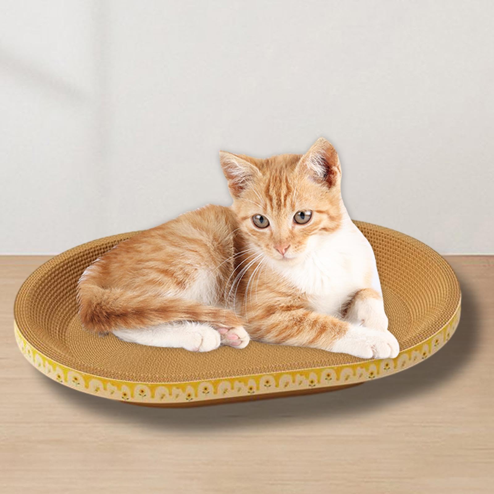 Kratzbrett für Katzen Kratzmatte Katzenbett Wellpappe Oval Krallenpflege Katzenzubehör Zum Schutz von Teppichen für Zuhause Katze Wohnzimmer, XXL