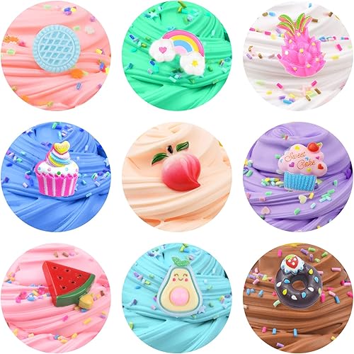 Miniatura 3 de Paquete de 16 mini kit de limo de mantequilla para niños, con sandía, limón, cereza, accesorios de limo, juguetes para aliviar el estrés para niñas