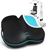 Travel Ease Ergonomikus Ülőpárna - Prémium Gél Memóriahabos Ülőlap Csúszásgátló Alappal, Hosszú Üléshez, Irodai Székhez, Autóüléshez, Gamer  1