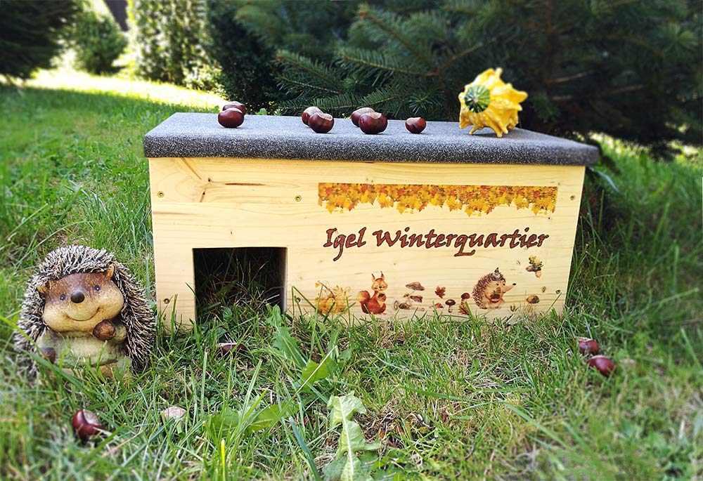 Nagerstore Igelhaus Igelhütte XXL mit Labyrintheingang Winterquartier Katzensicher Winterfest, Fichte
