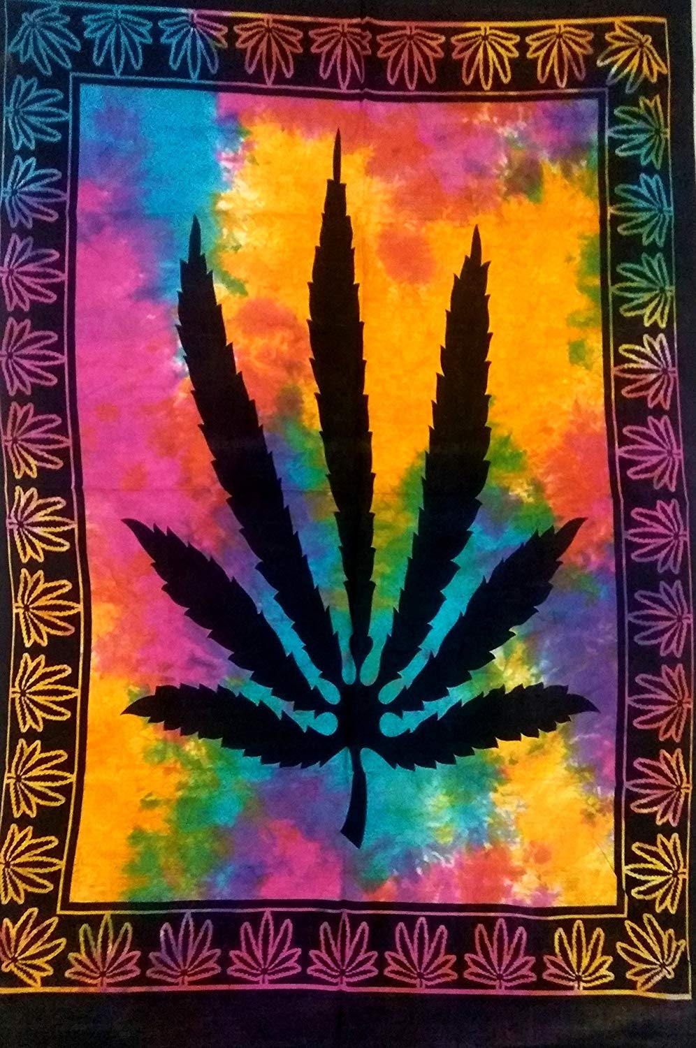 INDIAN CRAFT CASTLE Bohemian Poster Tapestry Wall Hanging Hippie Dorm Decor tapestry Bedroom Blanket 54 x 60 inches (Multi Ganja)