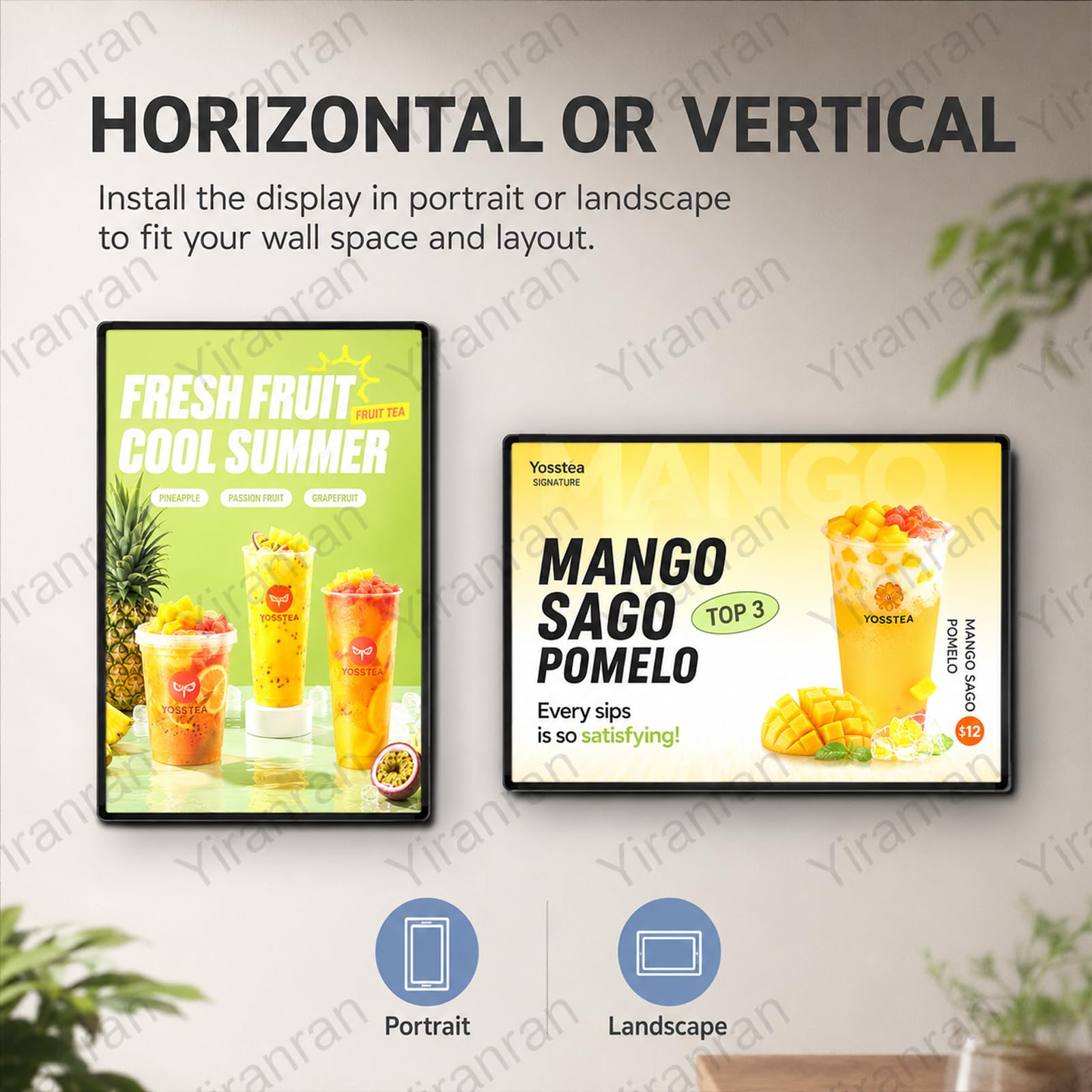 LED-Leuchtkasten, ultradünner Rahmen für Poster, gehärtetes Glas und Aluminiumrahmen, seitlicher Schnellwechsel, horizontale oder vertikale Innenwerbung für Gastronomie und Einzelhandel
