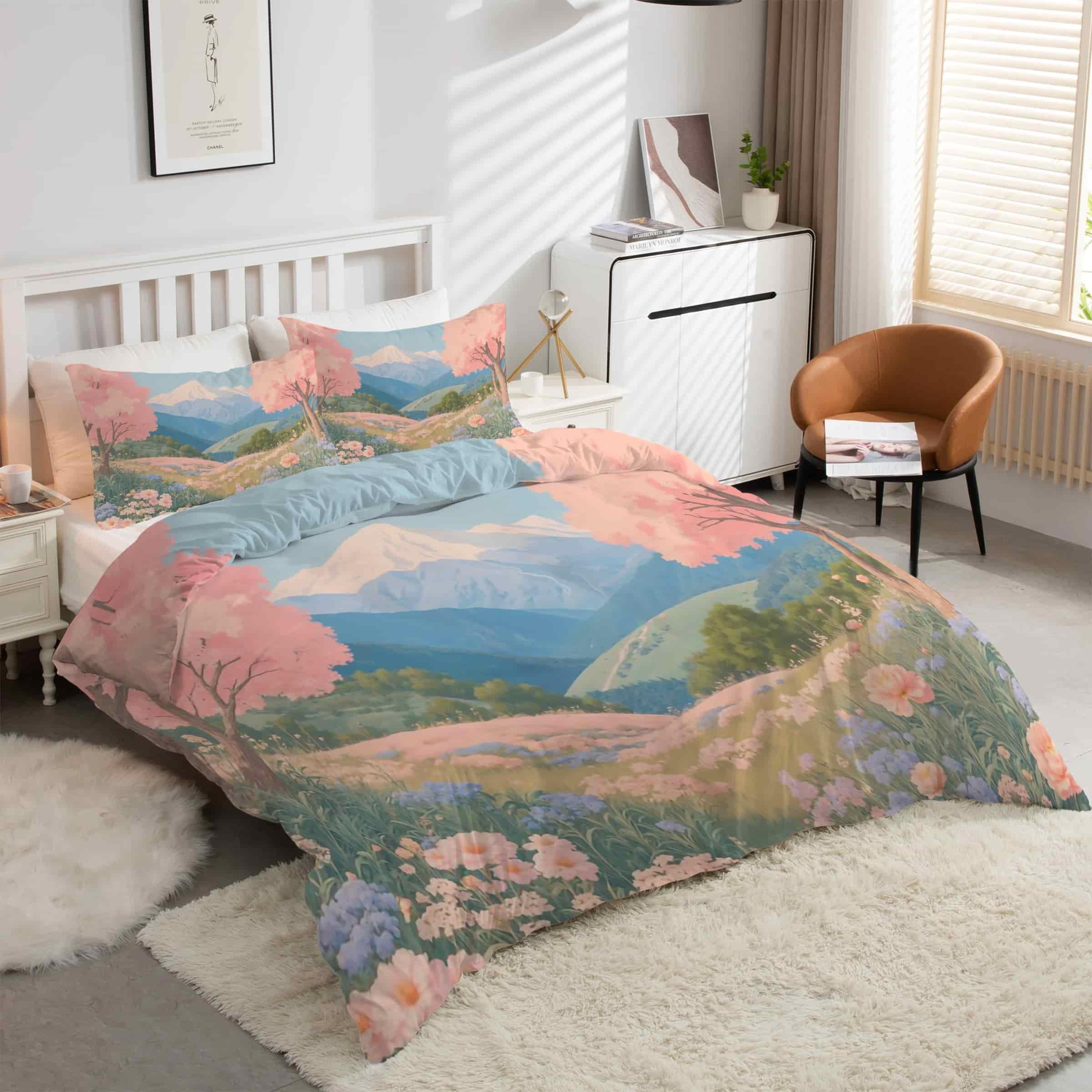 Housse de couette 200x200 paysage pour illuminer votre chambre au printemps