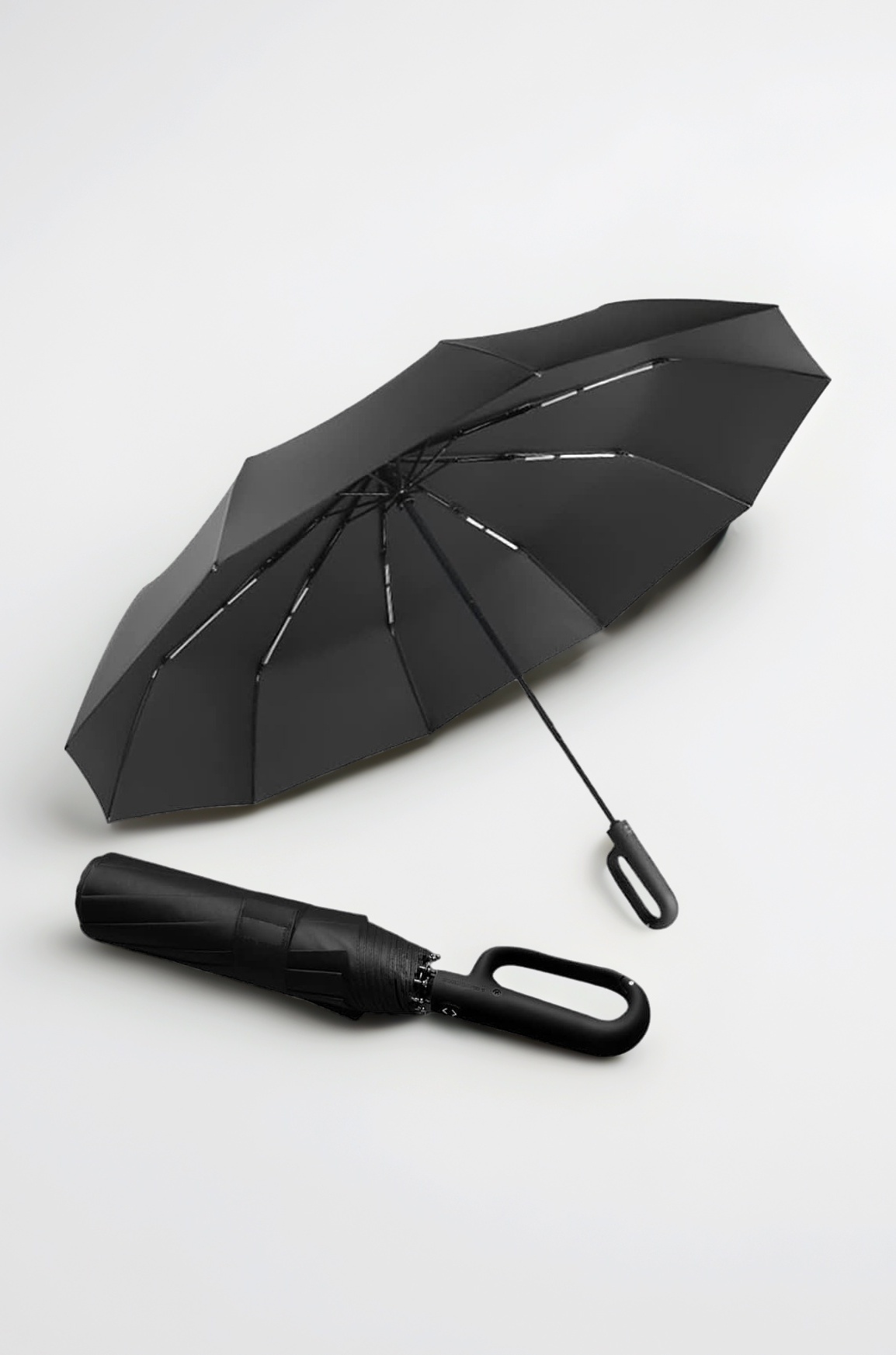 Umbrella for Men Women || Folding Umbrella With Carabiner Handle || 10 Reinforced Ribles || Windproof and Sunproof || Auto Umbrella Big Size for Men/Women/Kids